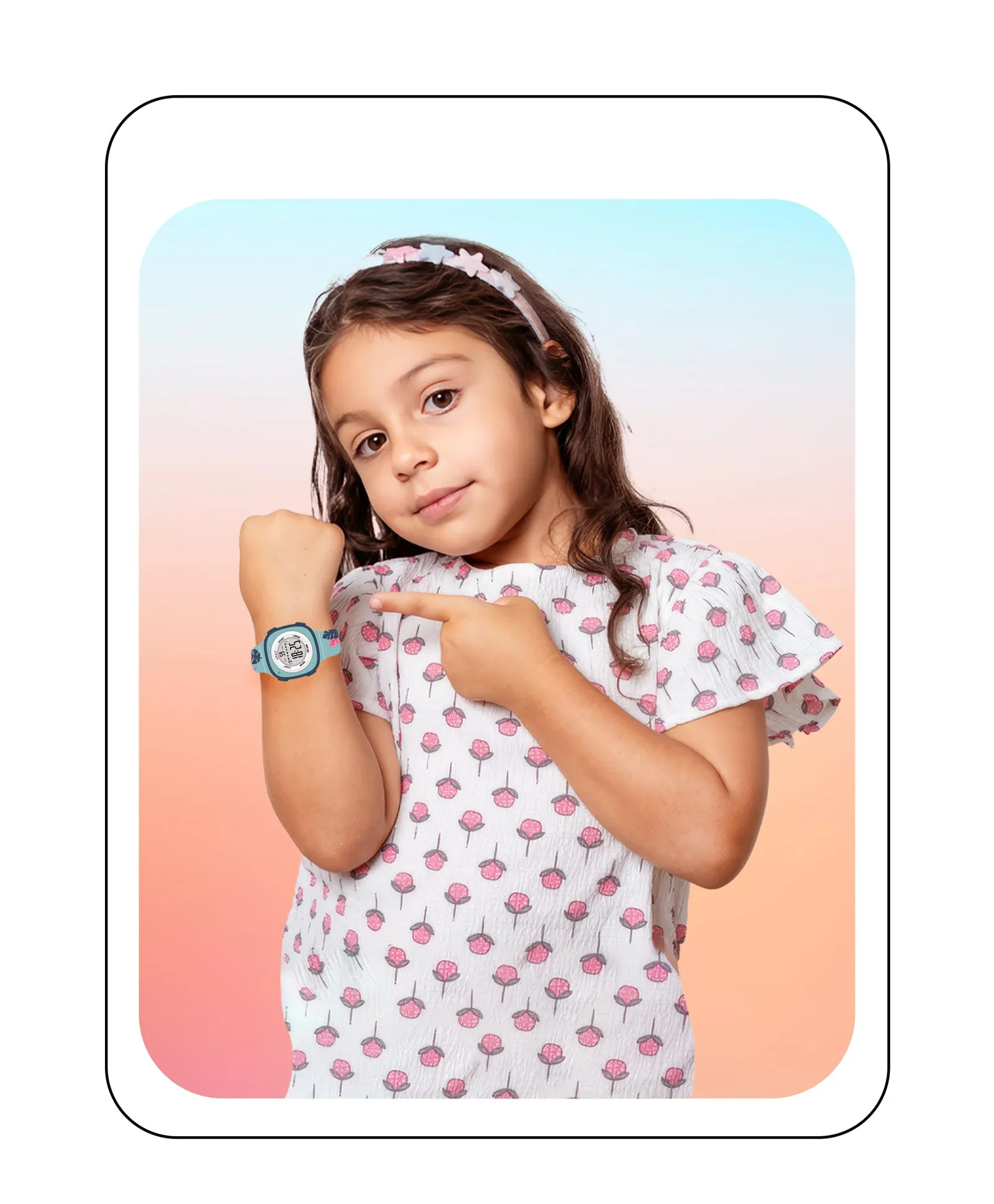Spiky Eva15 Square Digital Watch for Kids - Pink