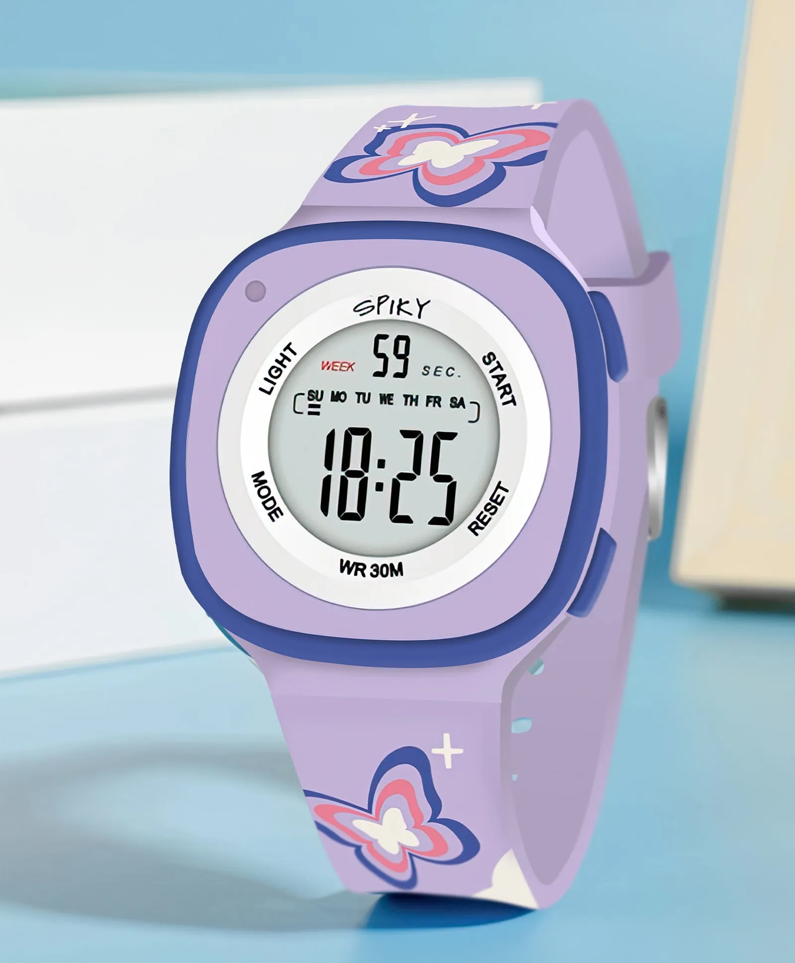 Spiky Eva15 Square Digital Watch for Kids - Pink