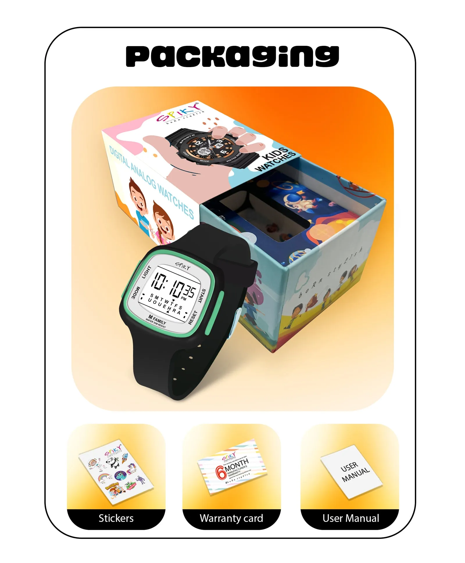 Spiky Eva16 Unique Square Digital Watch for Kids