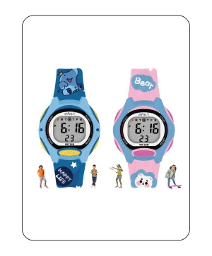 Spiky Eva18 Printed Strap Round Sports Digital Watch