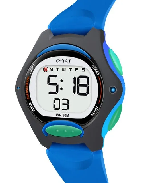 Spiky Round Digital Kids Sports Watch - Blue