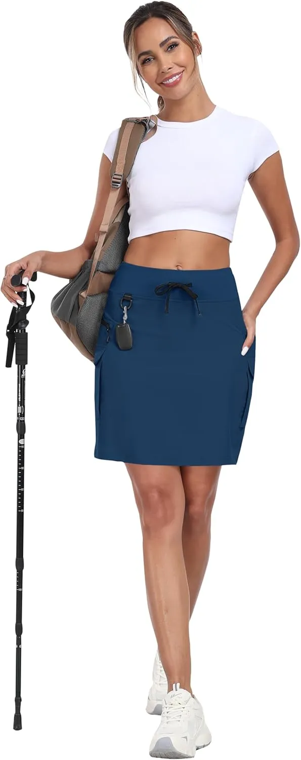 Sport Quick obstruction Dry Skirt with Zipper Pockets MoFiz Women's 18" Hiking Cargo Skort Athletic Skirt High Waist Golf Dressy Casual 