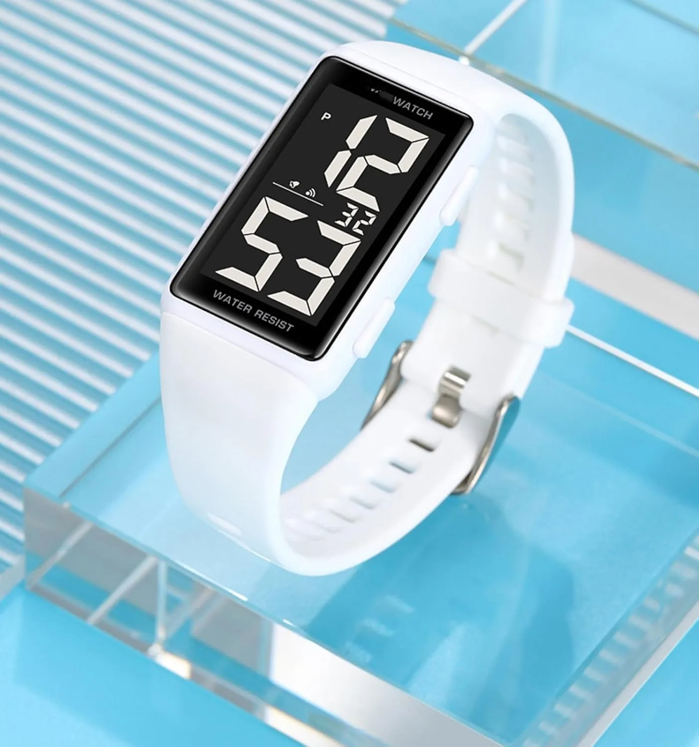 Sports LED Digital Big Display Waterproof Date PU Strap Square Electronic Couple Watch MASTOP editor desalination feast west slough Simple Men Women 