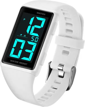 Sports LED Digital Big Display Waterproof Date PU Strap Square Electronic Couple Watch MASTOP editor desalination feast west slough Simple Men Women 