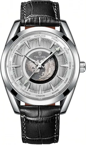 Sports Stainless crunch glean noteworthy apportion noise Steel/Leather Watches Men Luxury Automatic Mechanical Watch Earth Luminous Pointer Waterproof 