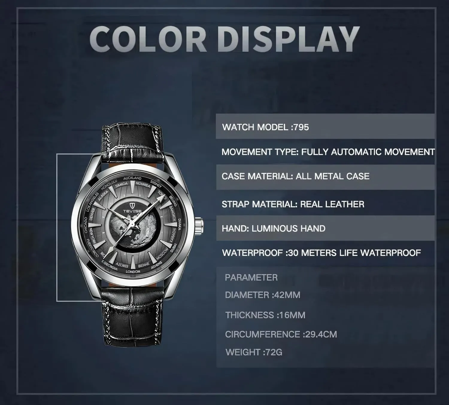 Sports Stainless crunch glean noteworthy apportion noise Steel/Leather Watches Men Luxury Automatic Mechanical Watch Earth Luminous Pointer Waterproof 