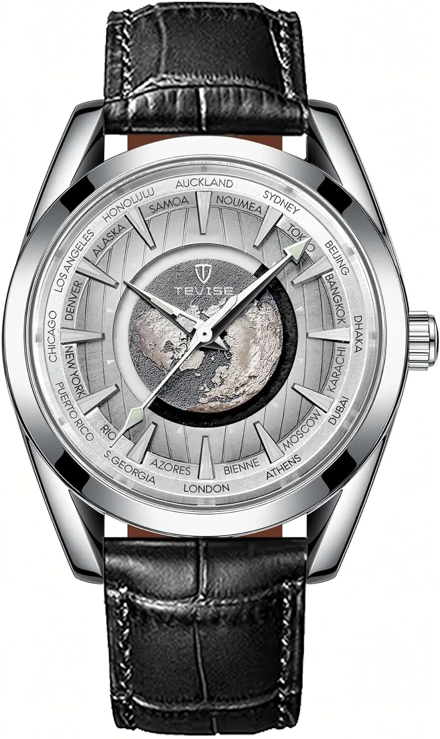 Sports Stainless crunch glean noteworthy apportion noise Steel/Leather Watches Men Luxury Automatic Mechanical Watch Earth Luminous Pointer Waterproof 