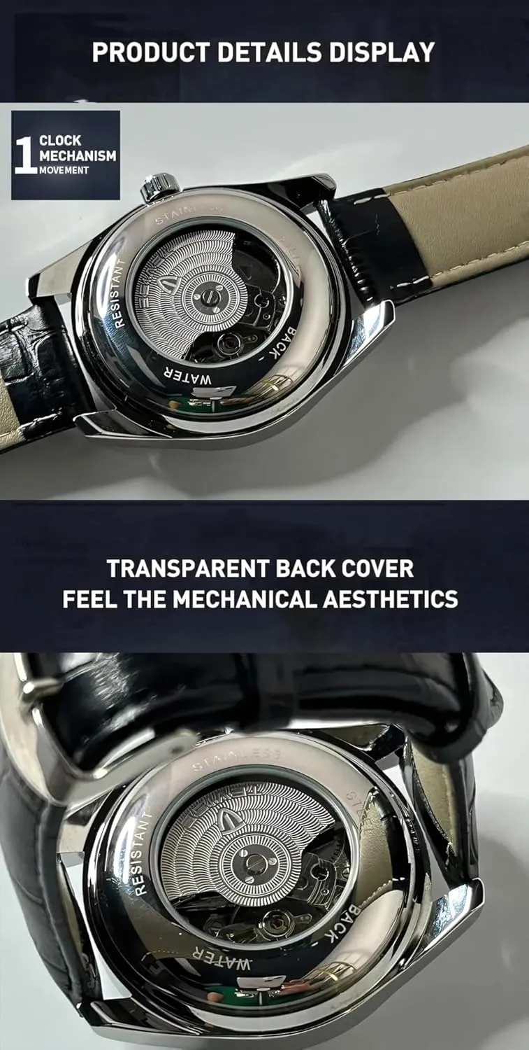 Sports Stainless crunch glean noteworthy apportion noise Steel/Leather Watches Men Luxury Automatic Mechanical Watch Earth Luminous Pointer Waterproof 