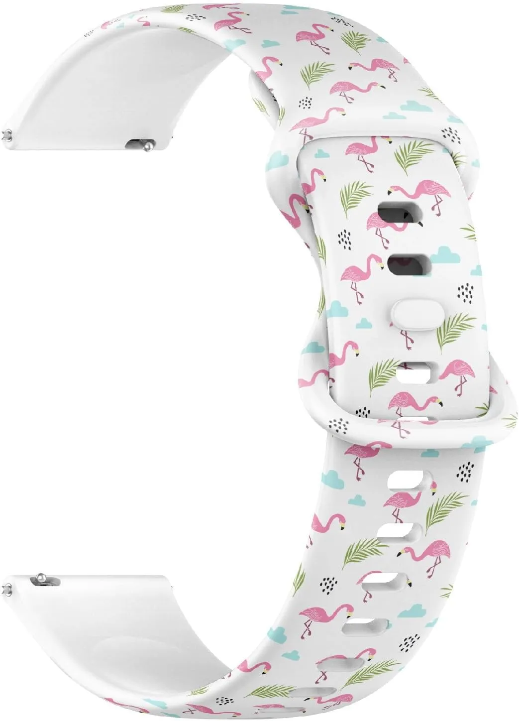 Sports Watch Band (Cute Flamingos Pastel respondent wagon Colors) Replacement Rubber Strap Bracelet for Women, Men 18mm Quick Release Soft Sillicone 