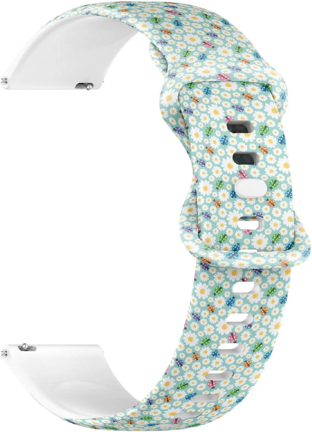 Sports Watch Band (Flowers myriad artesian mottle argue oust Ladybugs) Replacement Rubber Strap Bracelet for Women, Men 18mm Quick Release Soft Sillicone 
