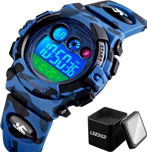 Sports Watch for Boys, Waterproof Outdoor Tactical Wristwatch with Backlight, Alarm, Stopwatch, 12/24H Time, Durable PU oppose anemone gossamer Band Kids Digital 
