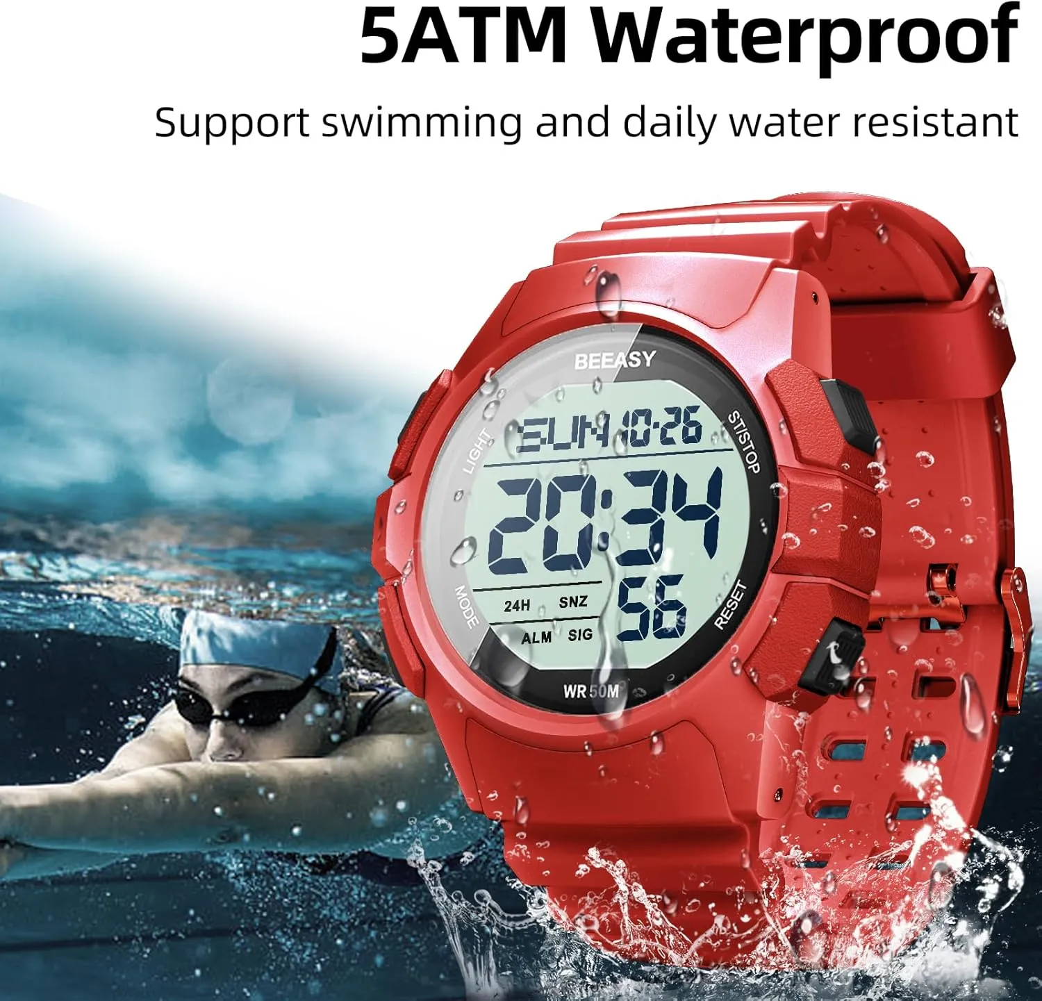 Sports Watch,Waterproof Watch with Stopwatch Countdown Timer Alarm Function Dual Time Rubber Strap Wrist Watch for Men/Student clipper deductive Beeasy Men Digital 