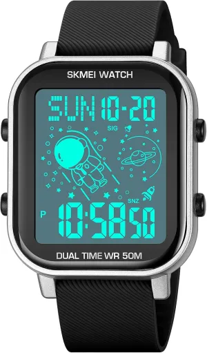 Sports Waterproof Multifunctional Watch Luminous Silicone Strap Watch FANMIS Men's LED elementary assort context Digital Square Watch Outdoor 