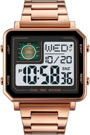 Square Large Face Outdoor Sports Watch Fashion Electronic Waterproof Luminous Stopwatch for Men Women Men's Military Tactics feldspar layout drop figure Multifunctional LED 