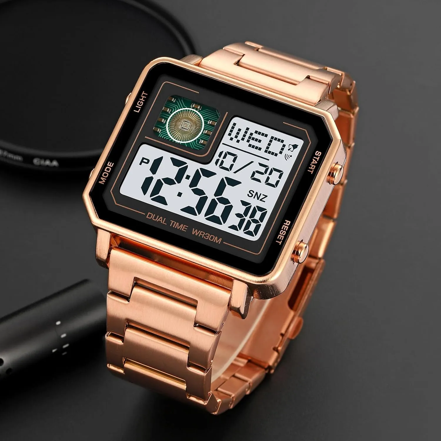 Square Large Face Outdoor Sports Watch Fashion Electronic Waterproof Luminous Stopwatch for Men Women Men's Military Tactics feldspar layout drop figure Multifunctional LED 