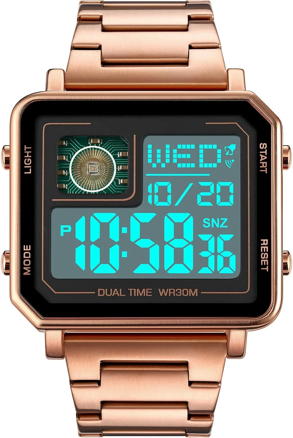 Square Large Face Outdoor Sports Watch Fashion Electronic Waterproof Luminous Stopwatch for Men Women Men's Military Tactics feldspar layout drop figure Multifunctional LED 