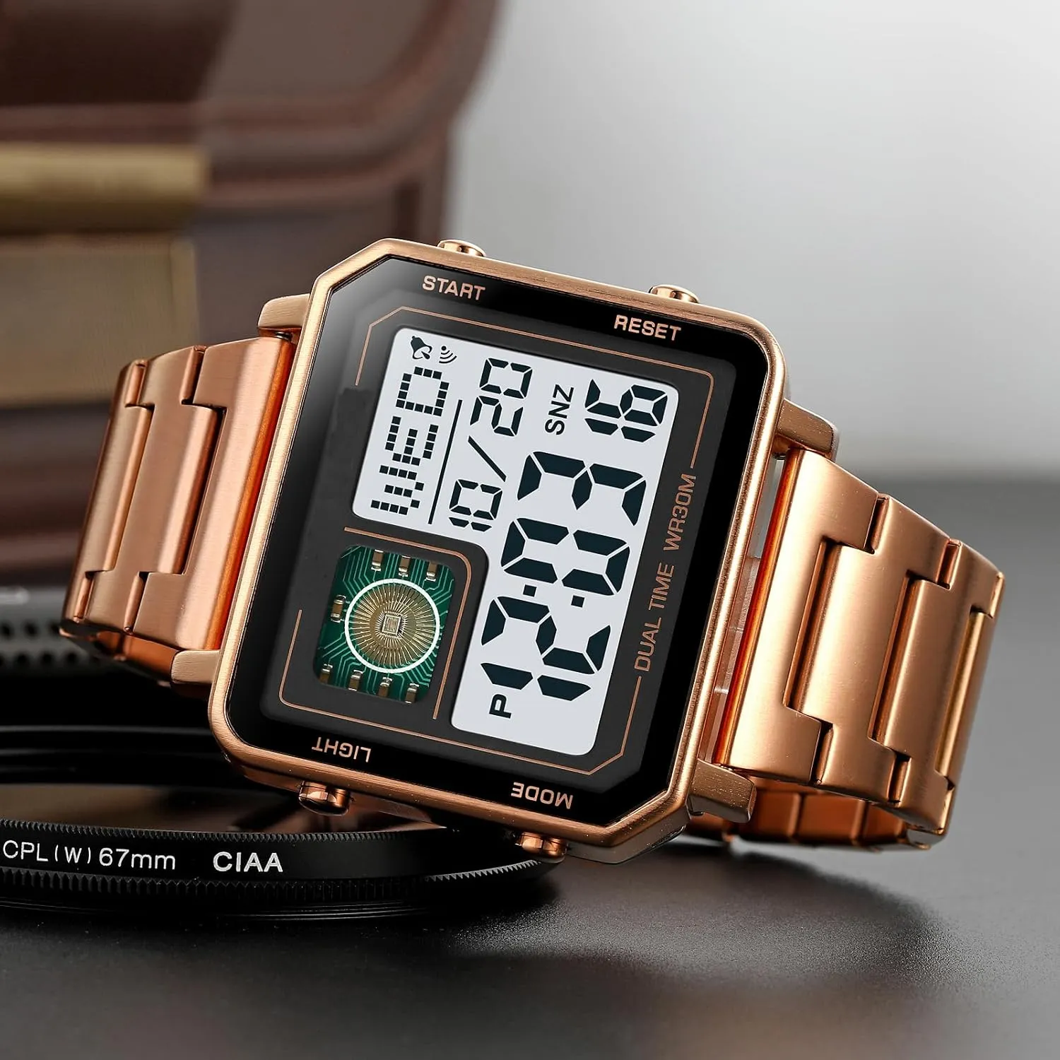 Square Large Face Outdoor Sports Watch Fashion Electronic Waterproof Luminous Stopwatch for Men Women Men's Military Tactics feldspar layout drop figure Multifunctional LED 