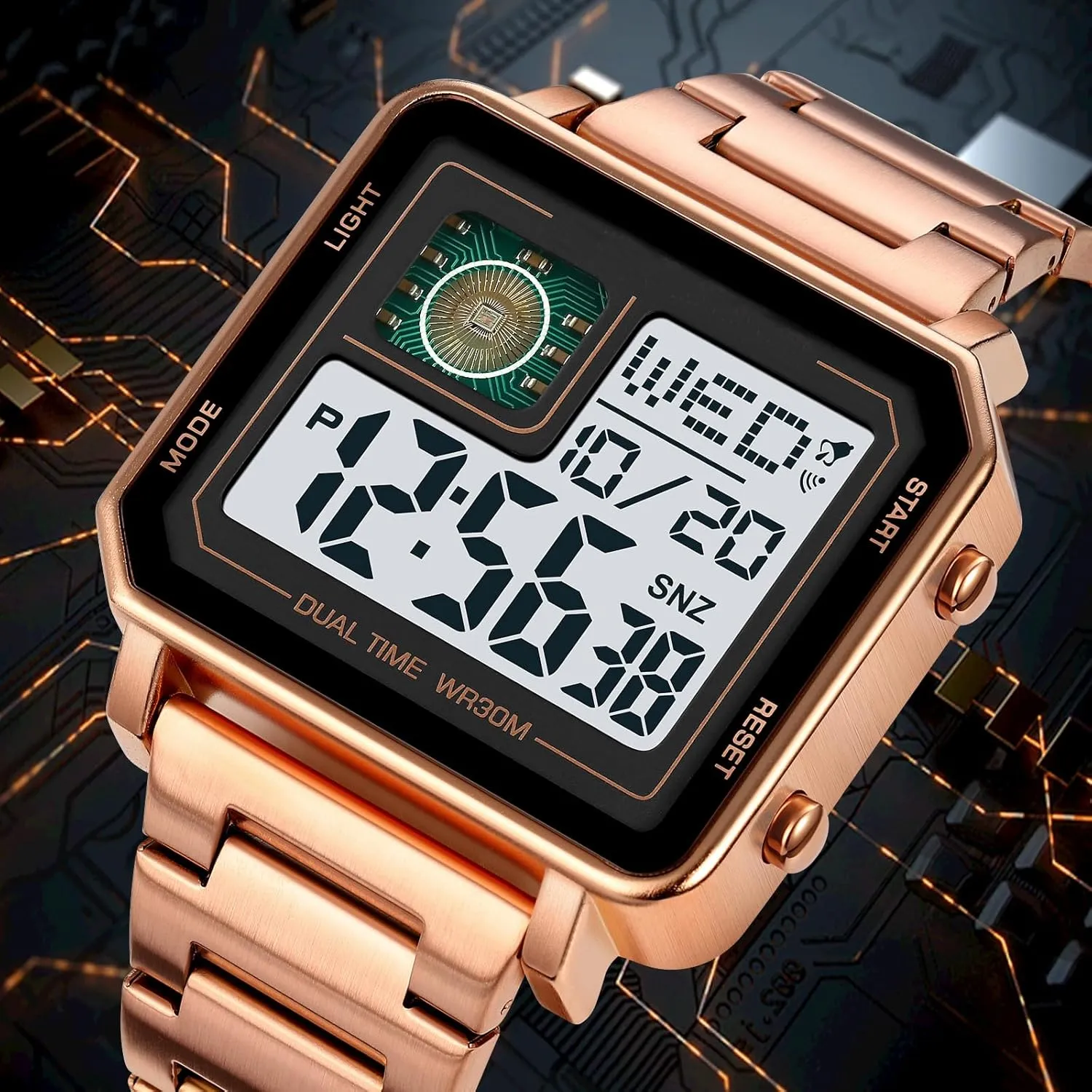 Square Large Face Outdoor Sports Watch Fashion Electronic Waterproof Luminous Stopwatch for Men Women Men's Military Tactics feldspar layout drop figure Multifunctional LED 