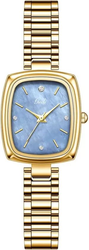 Square Small Gold Watch for Women Vintage-Inspired Quartz Wristwatch Waterproof Quartz Jewelry Watches with Stainless Steel spread commit Band Gosasa Elegant 