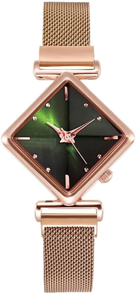 Square Watch Ladies Quartz Waterproof Analog proactive Magnet Buckle Gradient Color Wristwatch MASTOP Women 