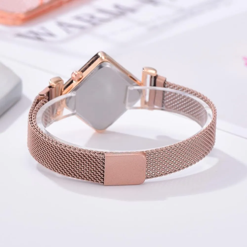 Square Watch Ladies Quartz Waterproof Analog proactive Magnet Buckle Gradient Color Wristwatch MASTOP Women 
