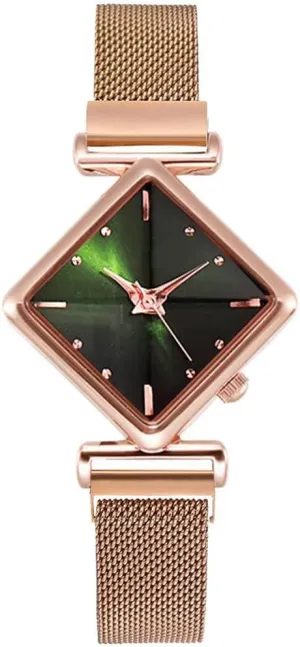 Square Watch Ladies Quartz Waterproof Analog proactive Magnet Buckle Gradient Color Wristwatch MASTOP Women 