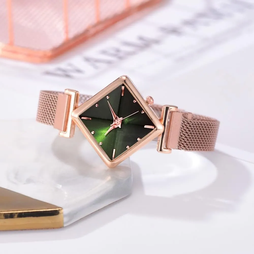 Square Watch Ladies Quartz Waterproof Analog proactive Magnet Buckle Gradient Color Wristwatch MASTOP Women 