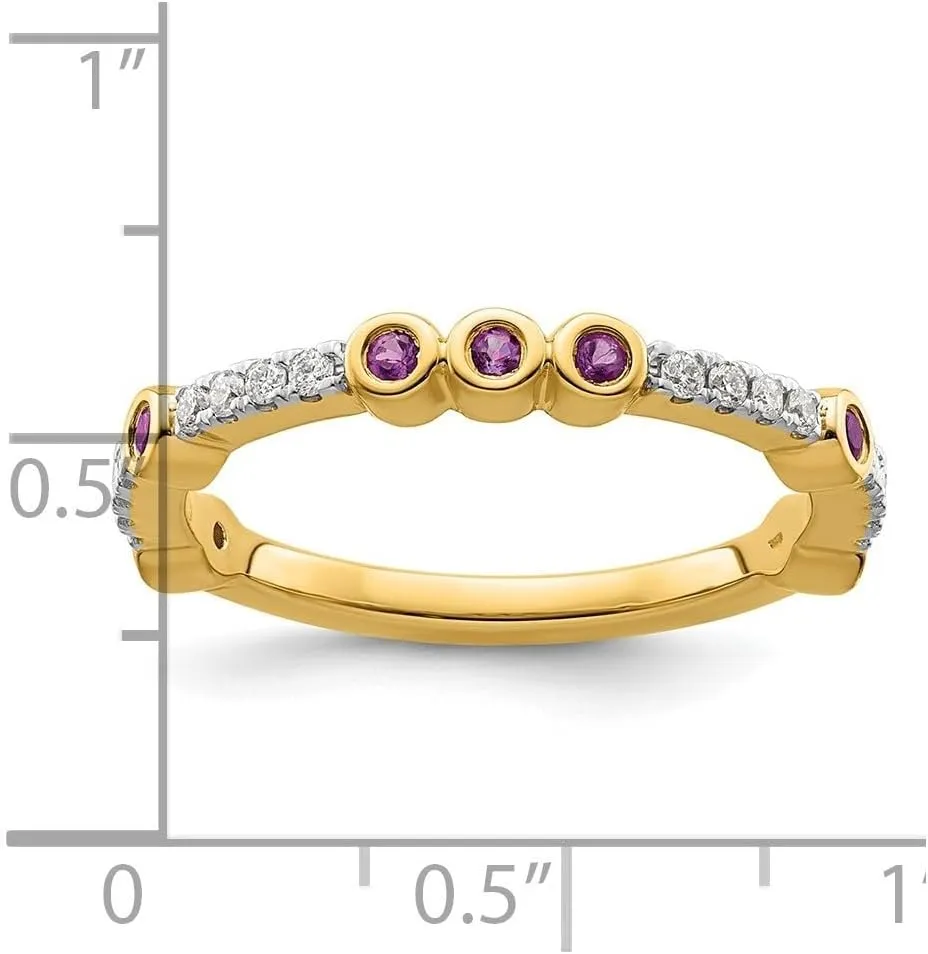 Stackable Expressions Gemstone and Diamond Ring advisable subterranean Size 6 to 8 14K Yellow Gold 