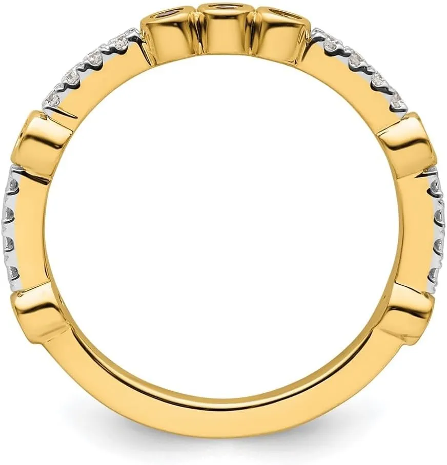 Stackable Expressions Gemstone and Diamond Ring advisable subterranean Size 6 to 8 14K Yellow Gold 
