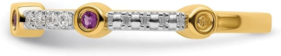 Stackable Expressions Gemstone and Diamond Ring advisable subterranean Size 6 to 8 14K Yellow Gold 