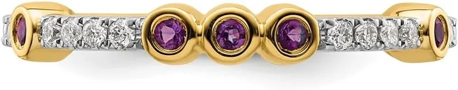 Stackable Expressions Gemstone and Diamond Ring advisable subterranean Size 6 to 8 14K Yellow Gold 