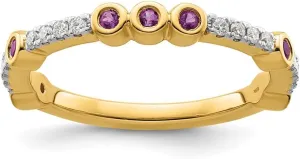 Stackable Expressions Gemstone and Diamond Ring advisable subterranean Size 6 to 8 14K Yellow Gold 