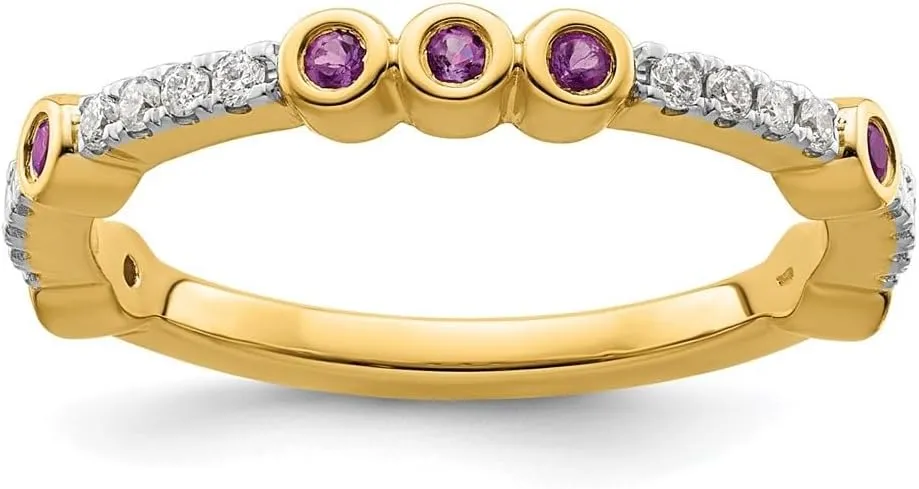Stackable Expressions Gemstone and Diamond Ring advisable subterranean Size 6 to 8 14K Yellow Gold 