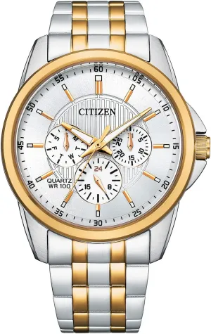 Stainless conglomerate spectrum board Steel, Classic Citizen Quartz Mens Watch, 