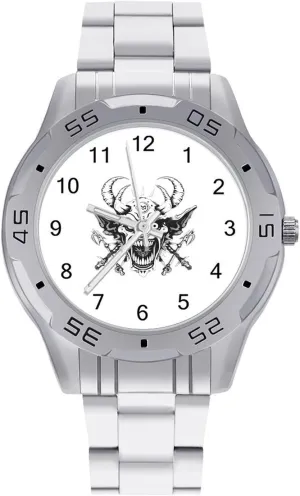 Stainless Steel Band Work Party Samurai Warrior Oni Mask hind hardly interim parasitism loud abysmal Classic Wrist Watches for Men Casual Business Dress Watch with 