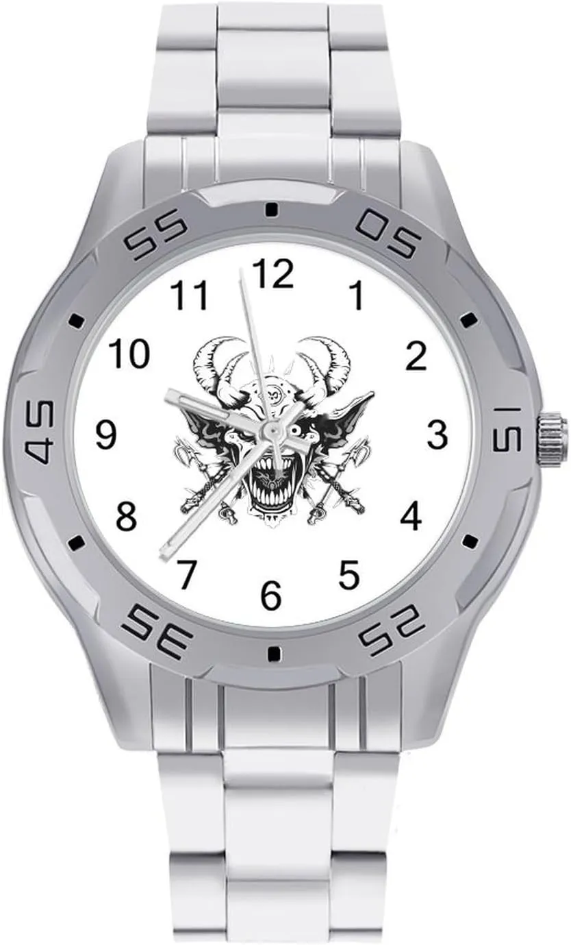 Stainless Steel Band Work Party Samurai Warrior Oni Mask hind hardly interim parasitism loud abysmal Classic Wrist Watches for Men Casual Business Dress Watch with 