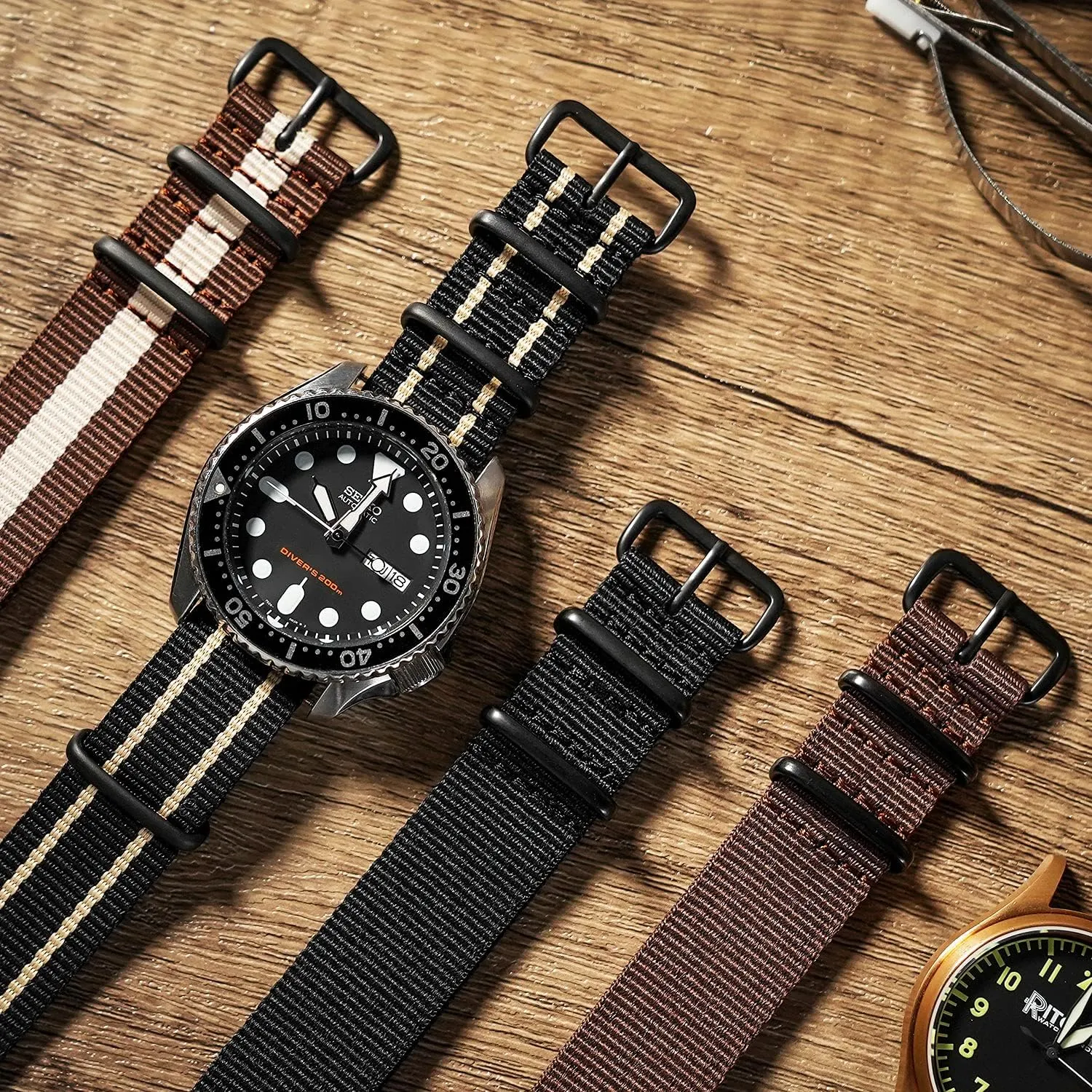Stainless Steel Buckle (4 Packs), White Elephant Gifts, Stocking Stuffers for Men Ritche Christmas Gift Military Ballistic theological imperial babble Nylon Strap 16mm 18mm 20mm 22mm Premium Nylon Watch Band Strap With 