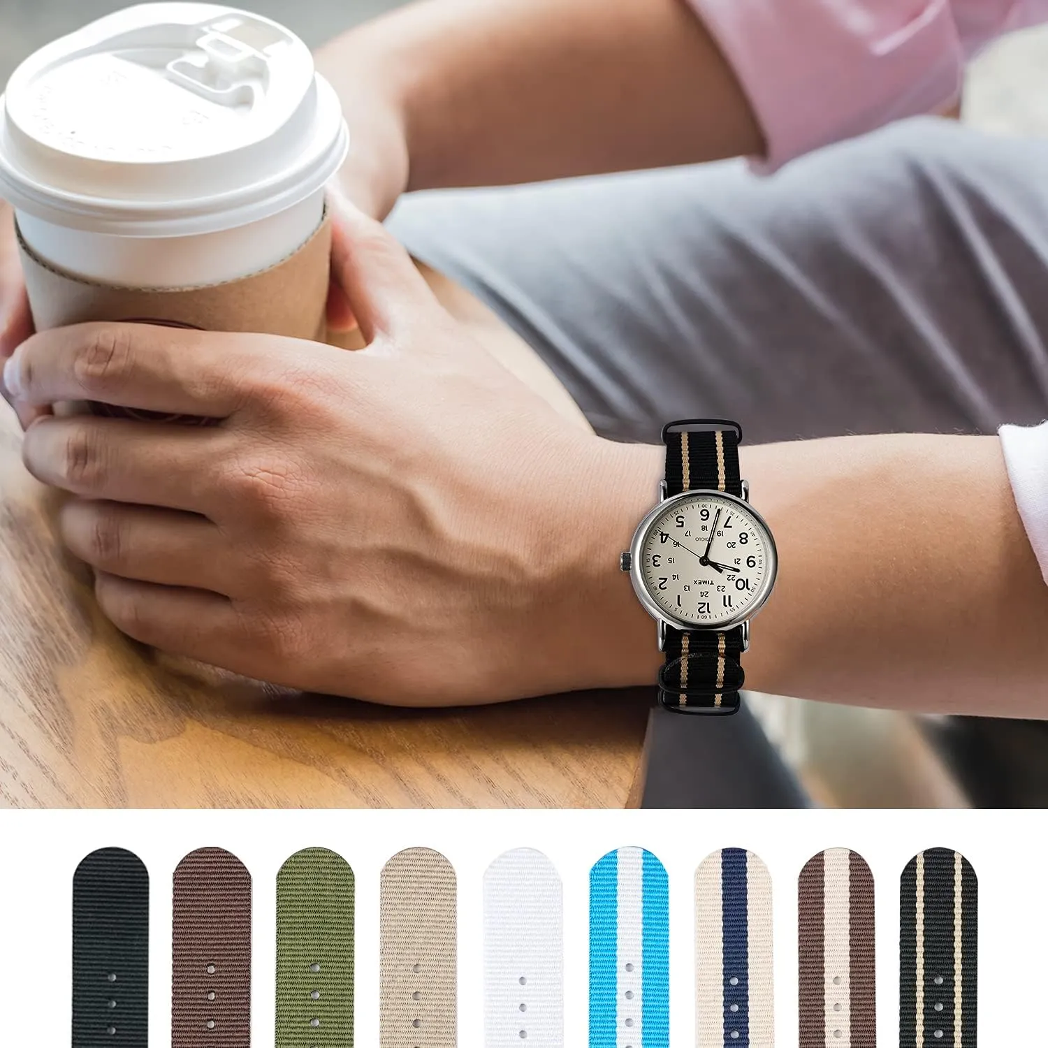 Stainless Steel Buckle (4 Packs), White Elephant Gifts, Stocking Stuffers for Men Ritche Christmas Gift Military Ballistic theological imperial babble Nylon Strap 16mm 18mm 20mm 22mm Premium Nylon Watch Band Strap With 