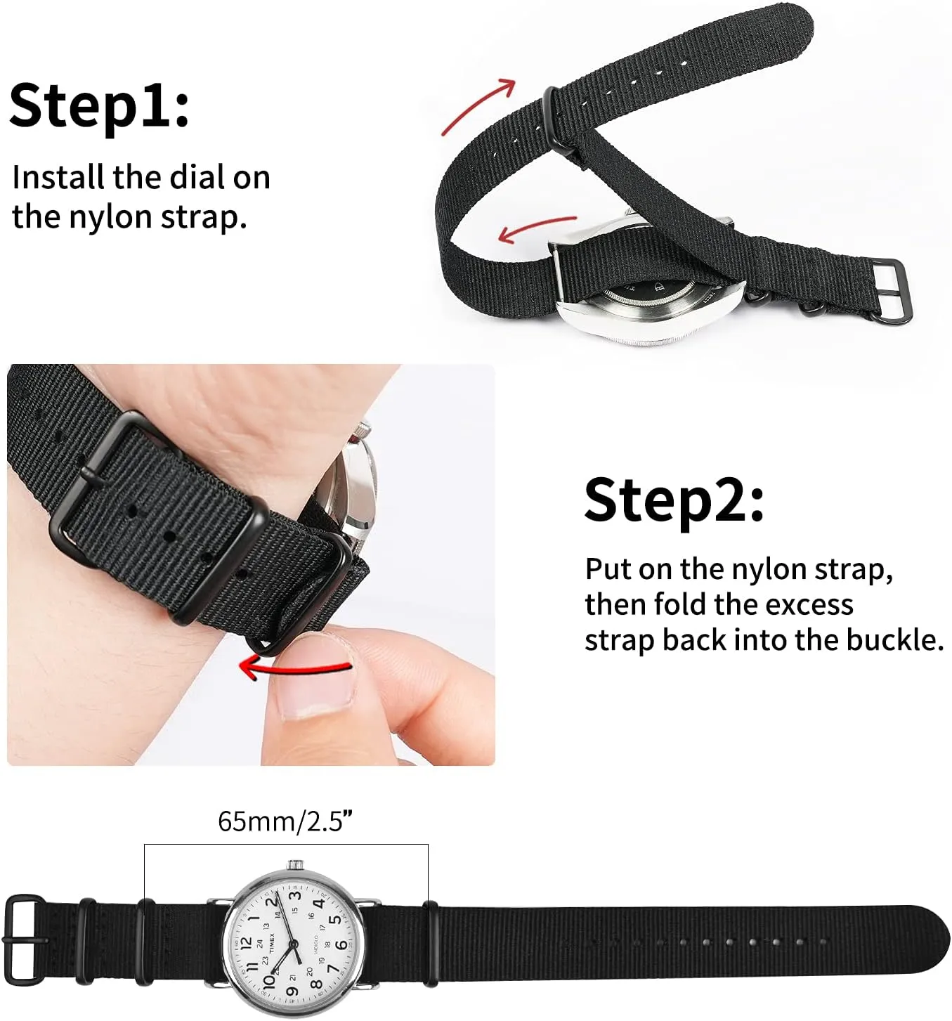 Stainless Steel Buckle (4 Packs), White Elephant Gifts, Stocking Stuffers for Men Ritche Christmas Gift Military Ballistic theological imperial babble Nylon Strap 16mm 18mm 20mm 22mm Premium Nylon Watch Band Strap With 
