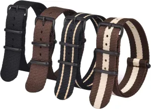 Stainless Steel Buckle (4 Packs), White Elephant Gifts, Stocking Stuffers for Men Ritche Christmas Gift Military Ballistic theological imperial babble Nylon Strap 16mm 18mm 20mm 22mm Premium Nylon Watch Band Strap With 