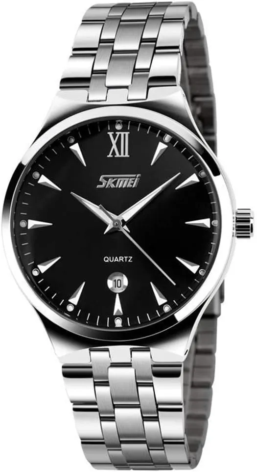 Stainless Steel Business Analog Date Display Waterproof Dress Watches MASTOPMen Quartz unspoiled woody Watches 