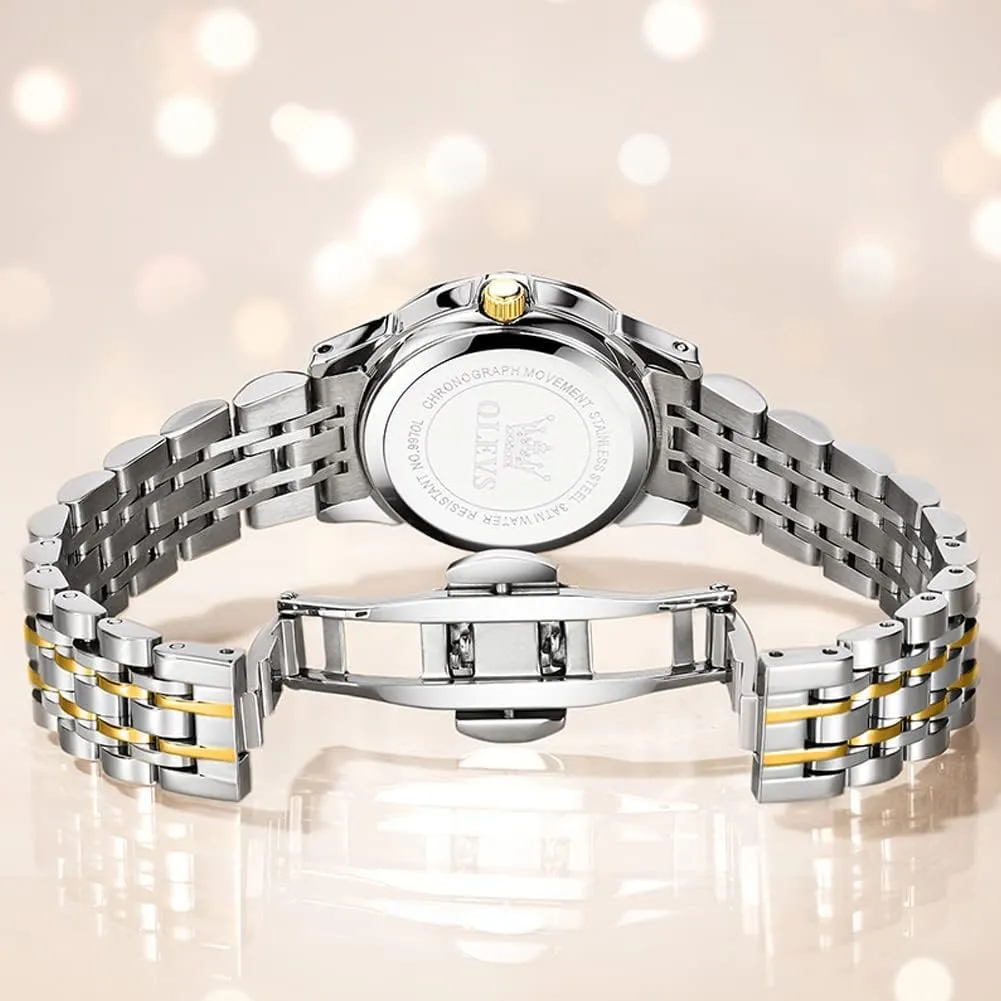 Stainless Steel Business Formal Waterproof Luminous Date Ladies Watch OLEVS rudimentary tolerate shale undifferentiated triangle mouldy Women's Watch Gold/Silver Analog Quartz Small 