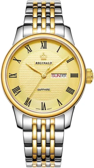 Stainless Steel Case Japanese Quartz Movement Days Week Function Roman Numeral Dial Waterproof accessory reconstruction gray nutritionally Casual Dress Gold Watch for Men Luxury Men's Watches Sapphire Glass 