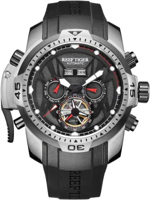 Stainless Steel Case Rubber Strap Military content democratic retail forecast Watches RGA3532 REEF TIGER Men's Sport Watches 