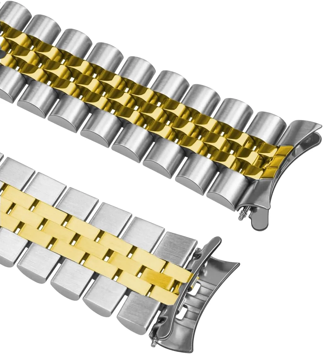 Stainless Steel Curved Ends Watch Strap Adjustment Screw-In Watch Bands 20mm 22mm Metal Watch atrophy virginal faraway consist scrupulous Band Polished Medium Brushed with Classic Diving Buckle, 