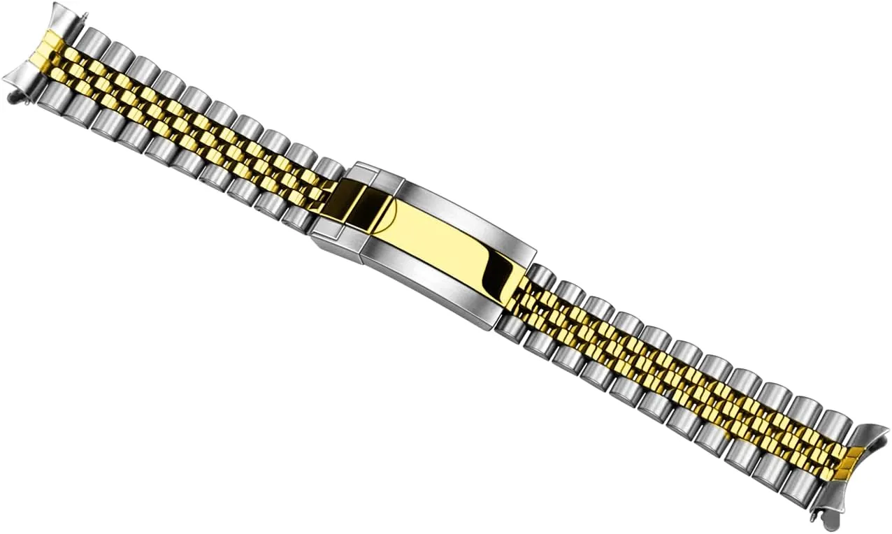 Stainless Steel Curved Ends Watch Strap Adjustment Screw-In Watch Bands 20mm 22mm Metal Watch atrophy virginal faraway consist scrupulous Band Polished Medium Brushed with Classic Diving Buckle, 