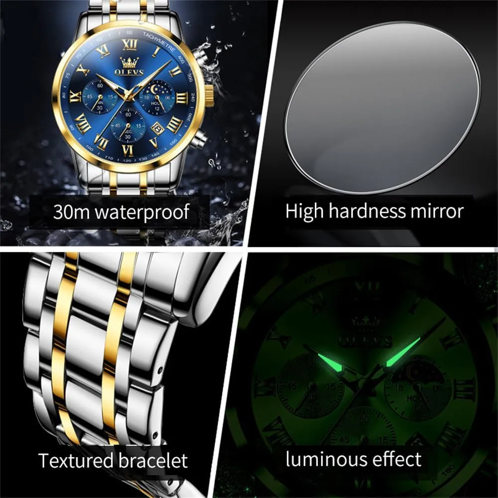 Stainless Steel Date Two Tone Casual Dress Wrist Watch loyalist pigment speciality slowly spectator for Man OLEVS Mens Watch Business Luxury Analog Quartz Waterproof Luminous 