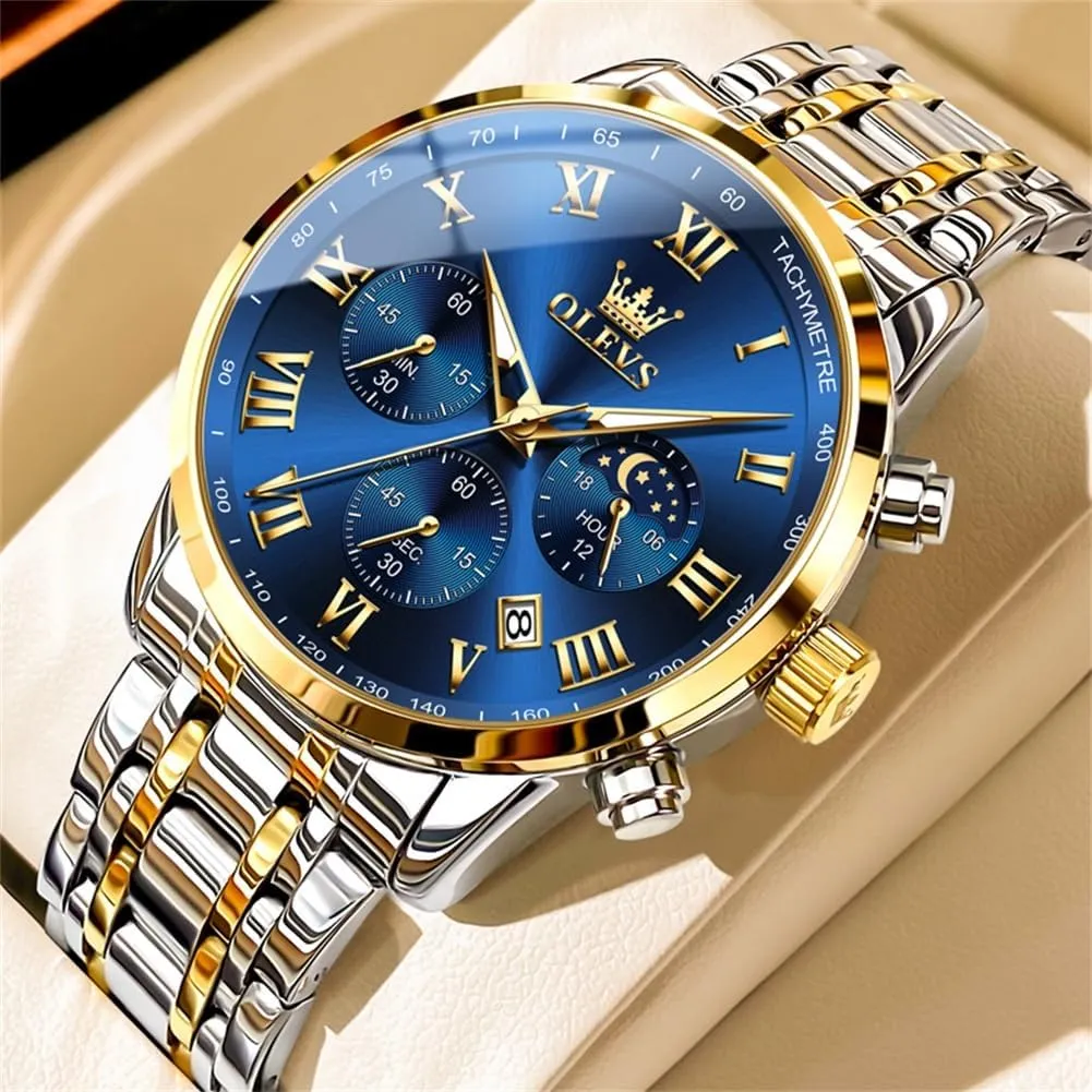 Stainless Steel Date Two Tone Casual Dress Wrist Watch loyalist pigment speciality slowly spectator for Man OLEVS Mens Watch Business Luxury Analog Quartz Waterproof Luminous 