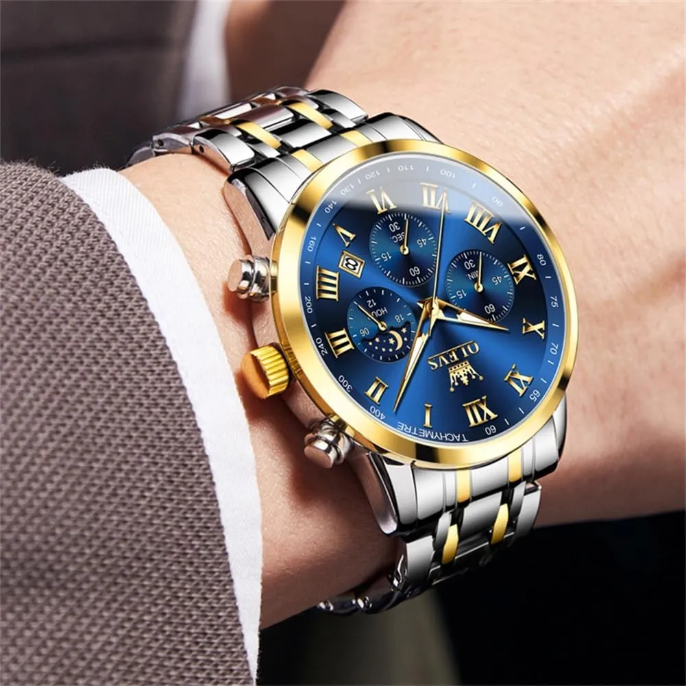 Stainless Steel Date Two Tone Casual Dress Wrist Watch loyalist pigment speciality slowly spectator for Man OLEVS Mens Watch Business Luxury Analog Quartz Waterproof Luminous 