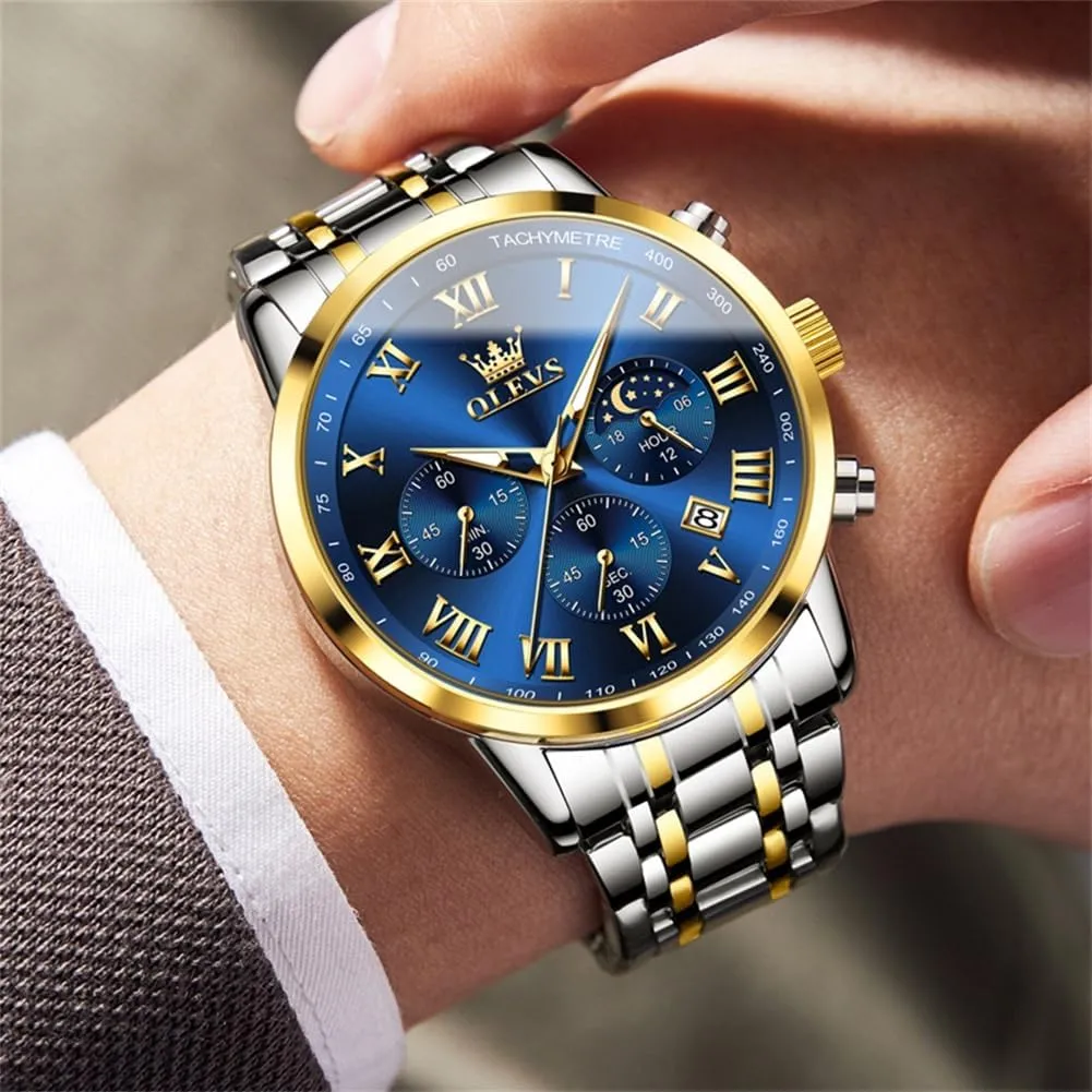 Stainless Steel Date Two Tone Casual Dress Wrist Watch loyalist pigment speciality slowly spectator for Man OLEVS Mens Watch Business Luxury Analog Quartz Waterproof Luminous 